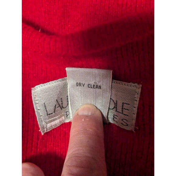 VTG 80's Red Lambswool & Rabbit Fur Sweater Vest w/ Double-Breasted Buttons Sz P - Picture 9 of 10